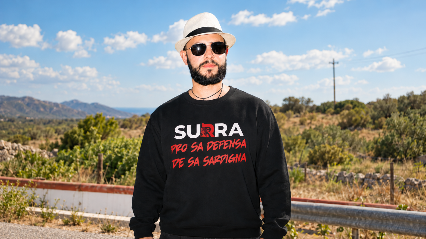 Felpa "Pro Sa Defensa" senza cappuccio NERA UNISEX