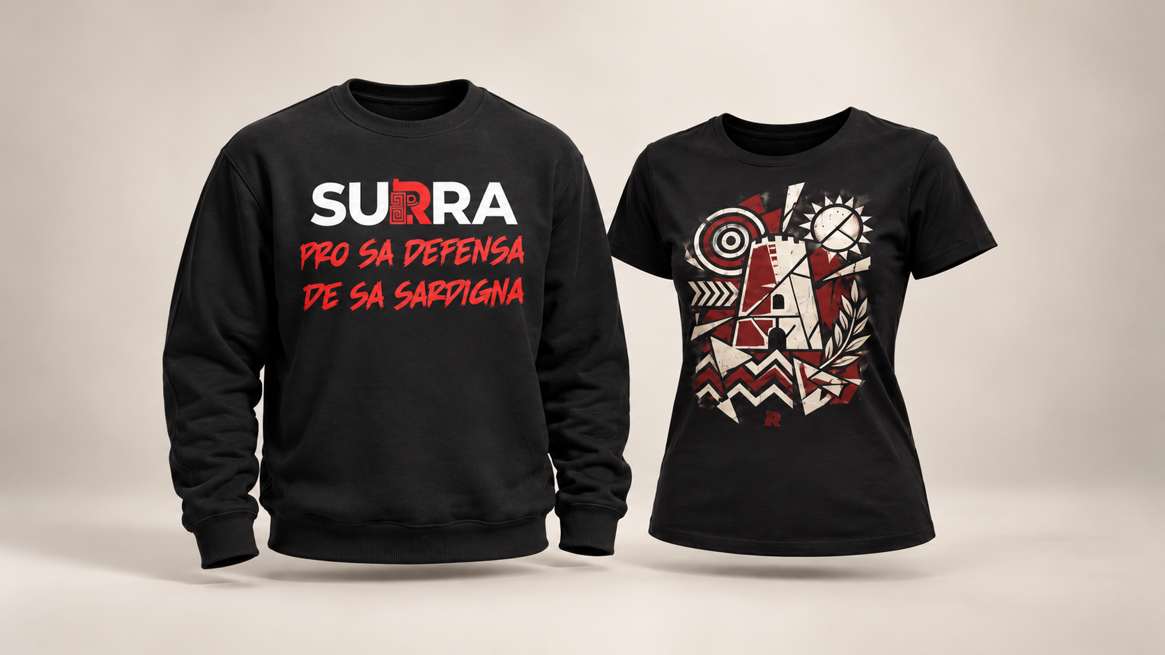 PROMO sconto Felpa pro sa defensa + maglietta Nuraghe nera 10%