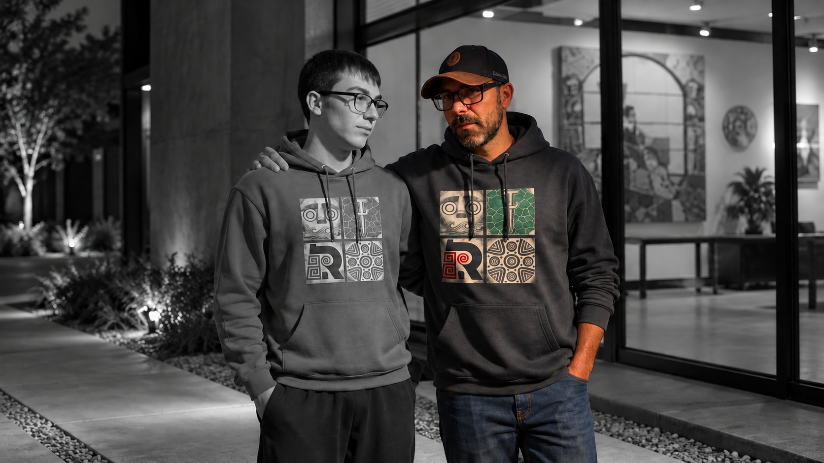 Felpa "Riquadri" con cappuccio grigia UNISEX